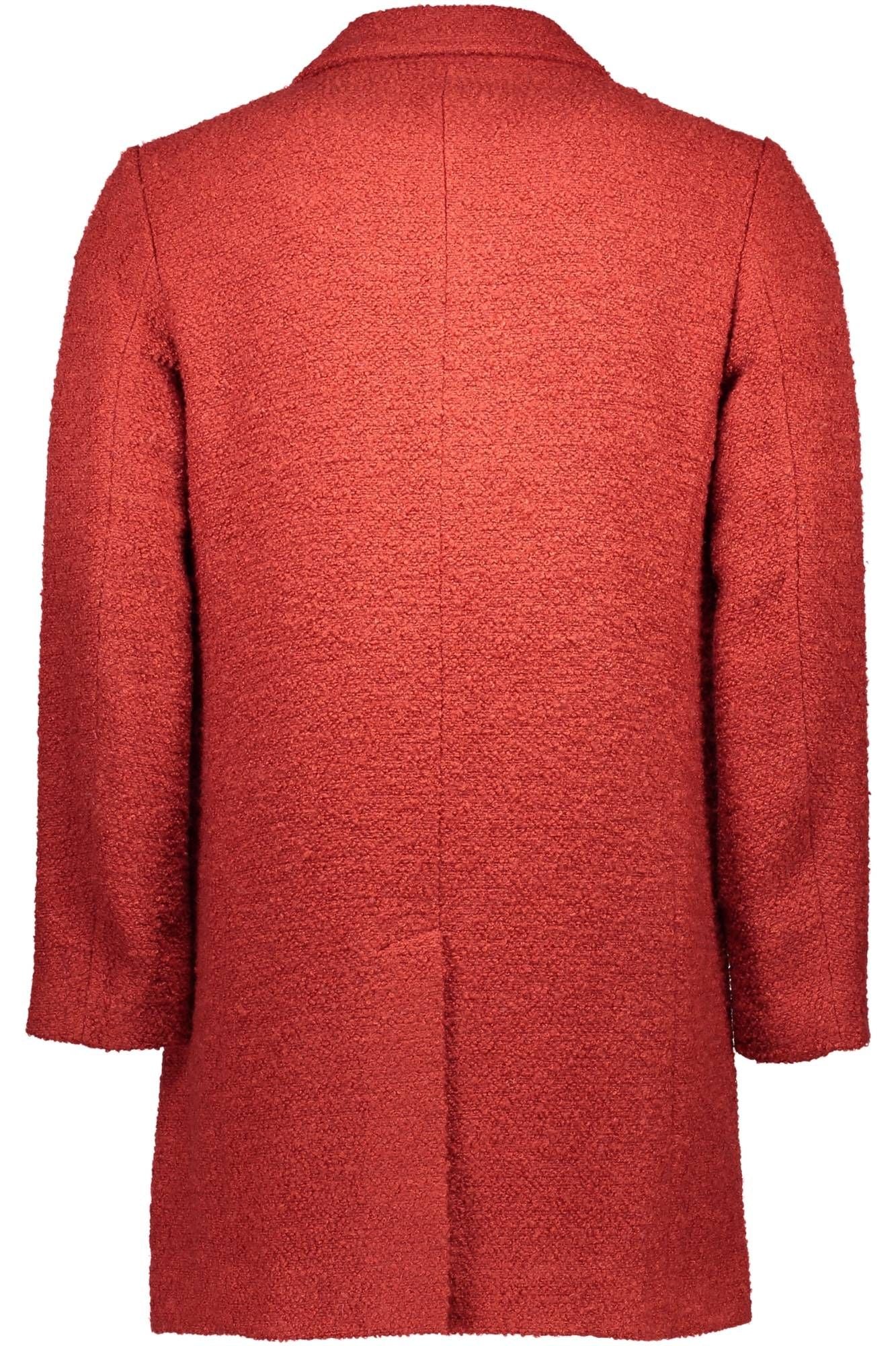 Elegant Red Long Sleeve Buttoned Coat