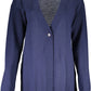 Elegant Blue Wool Long Sleeve Cardigan