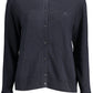 Chic Blue Organic Cotton Cardigan with Embroidery