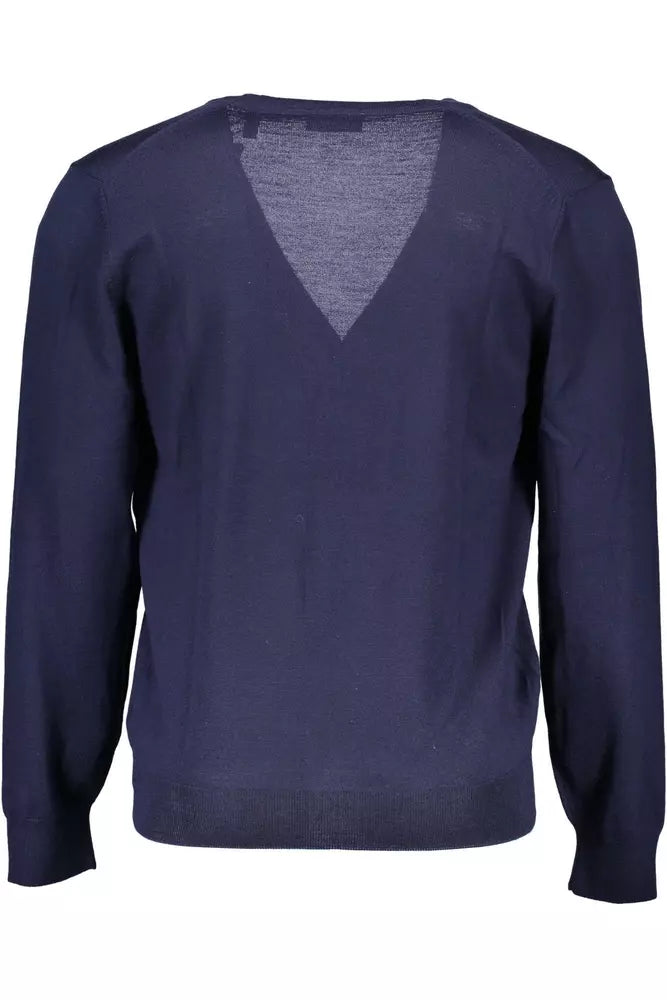 V-Neck Wool Cardigan in Sumptuous Blue