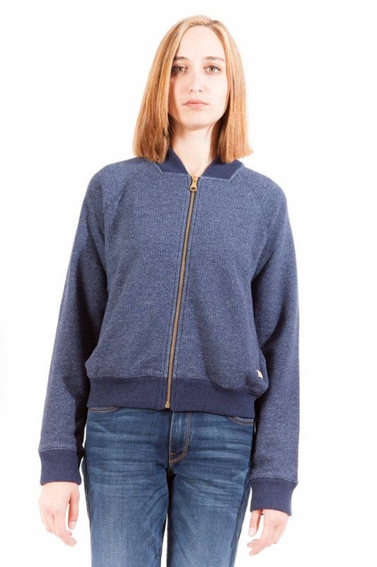 Chic Blue Cotton Zip Sweatshirt