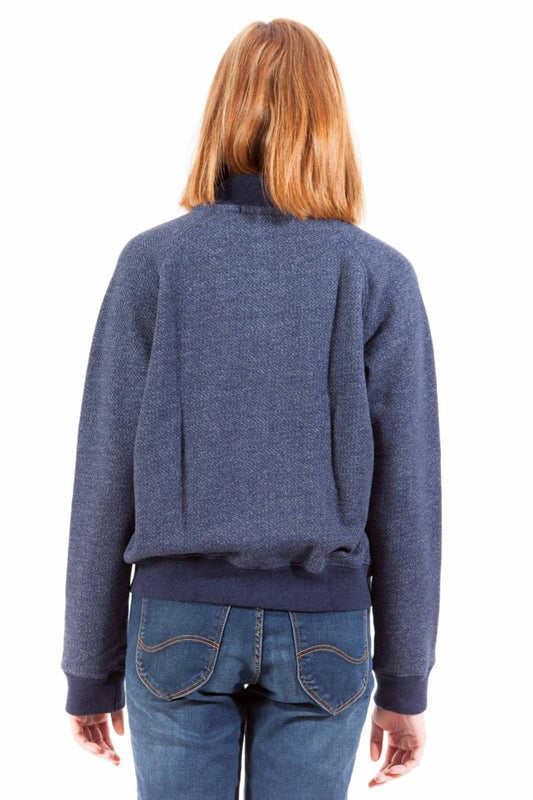 Chic Blue Cotton Zip Sweatshirt