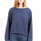 Chic Blue Long Sleeve Round Neck Sweatshirt