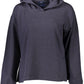 Chic Blue Hooded Sweatshirt with Side Slits