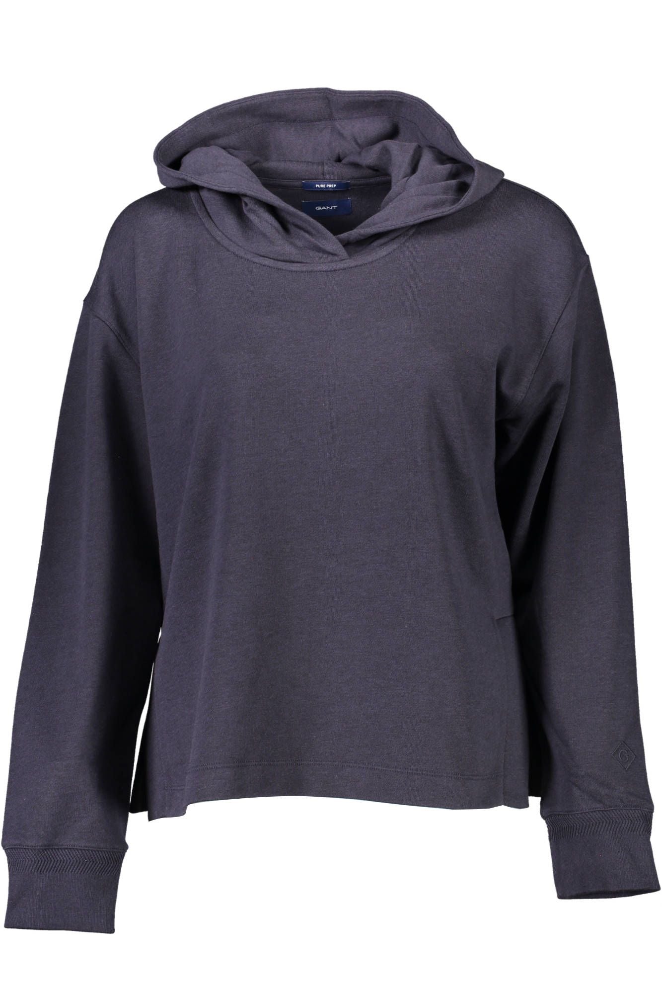 Chic Blue Hooded Sweatshirt with Side Slits