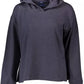 Chic Blue Hooded Sweatshirt with Side Slits