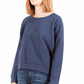 Chic Blue Long Sleeve Round Neck Sweatshirt