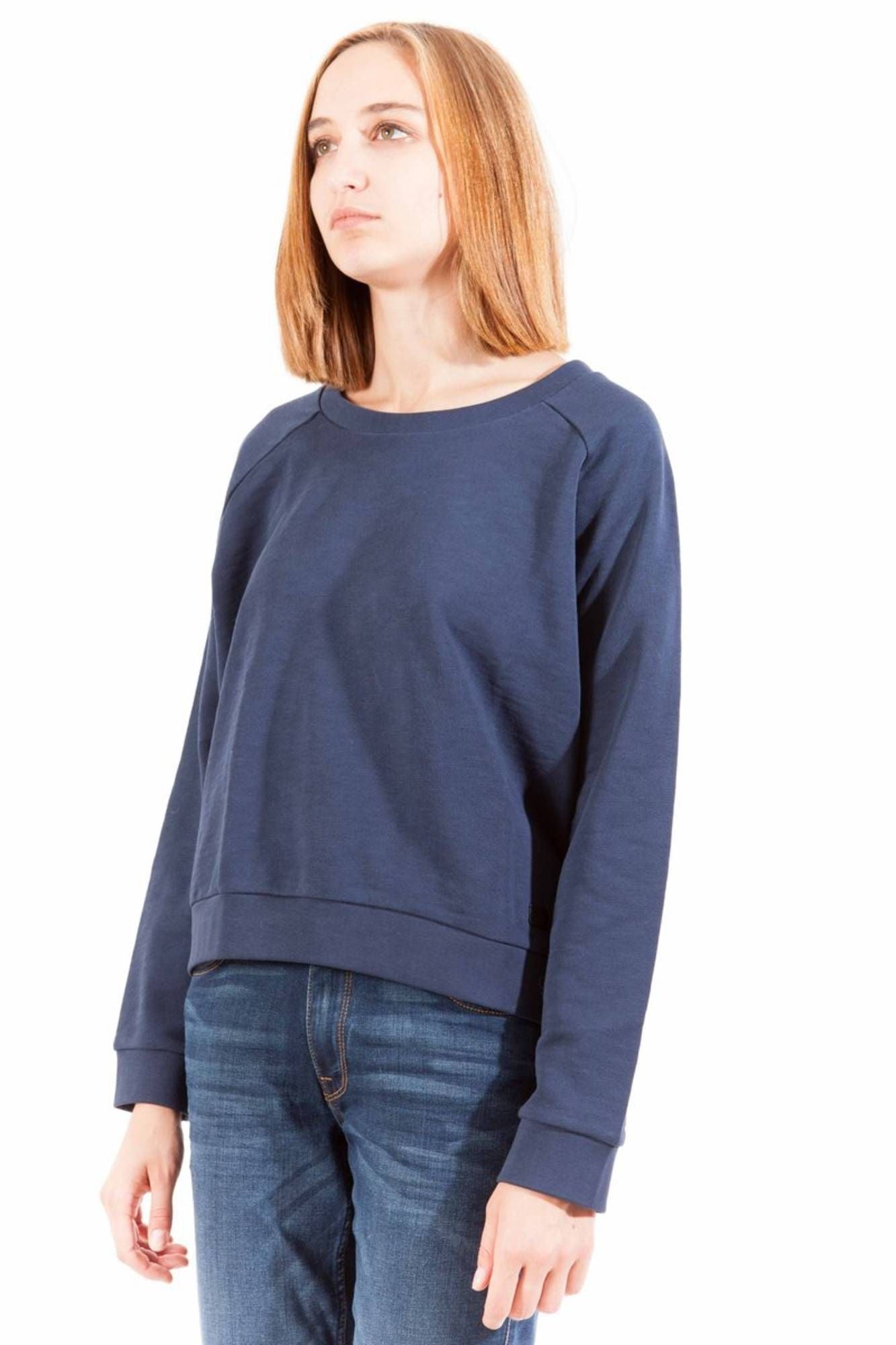 Chic Blue Long Sleeve Round Neck Sweatshirt