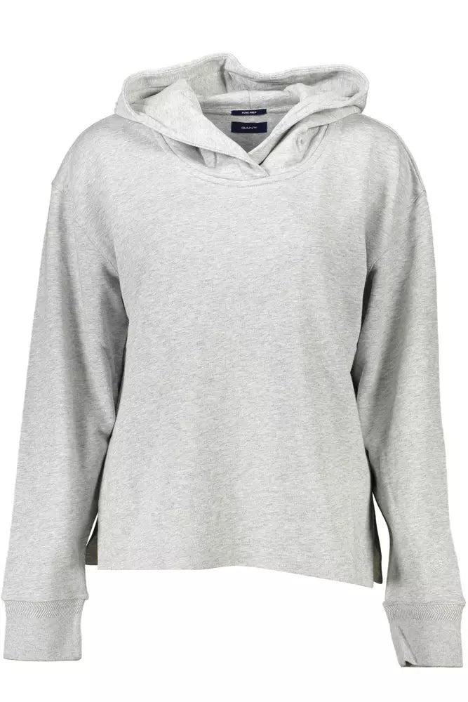 Chic Gray Hooded Sweatshirt with Side Slits