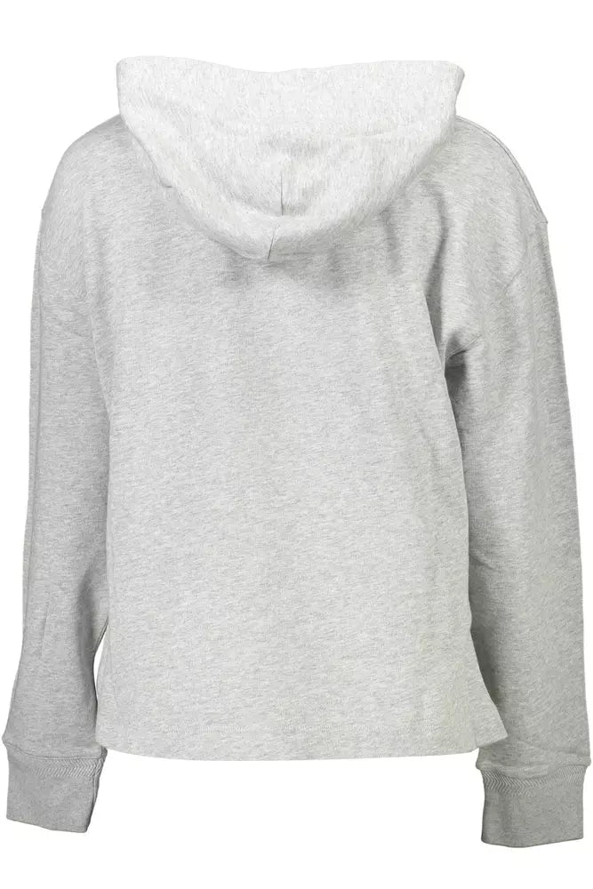 Chic Gray Hooded Sweatshirt with Side Slits