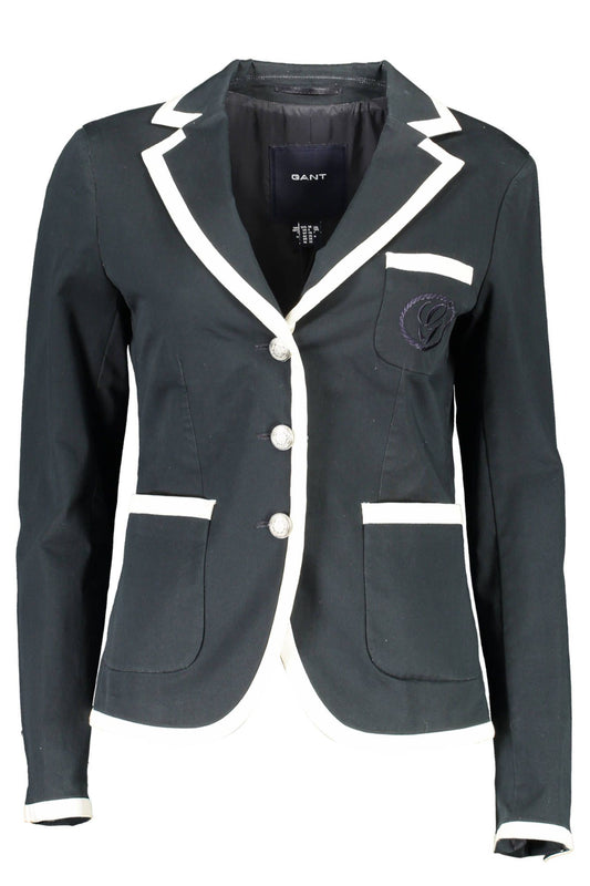 Chic Contrast Details Blue Cotton Jacket