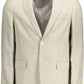 Beige Linen Classic Jacket with Logo