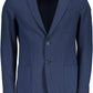 Elegant Blue Cotton Jacket with Sleek Design