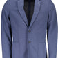 Elegant Blue Cotton Long Sleeve Jacket