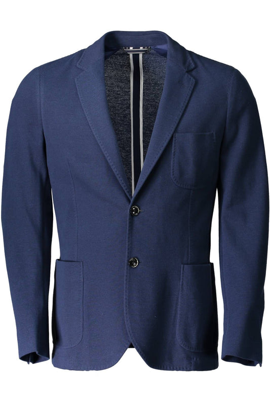 Elegant Blue Cotton Classic Jacket