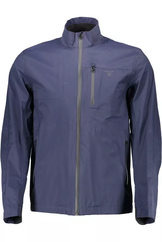 Sleek Blue Cotton Blend Sports Jacket