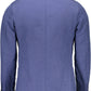 Elegant Blue Cotton-Linen Blend Jacket