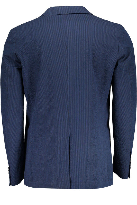 Elegant Blue Cotton Jacket with Sleek Design