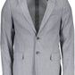 Elegant Gray Linen-Cotton Blend Jacket