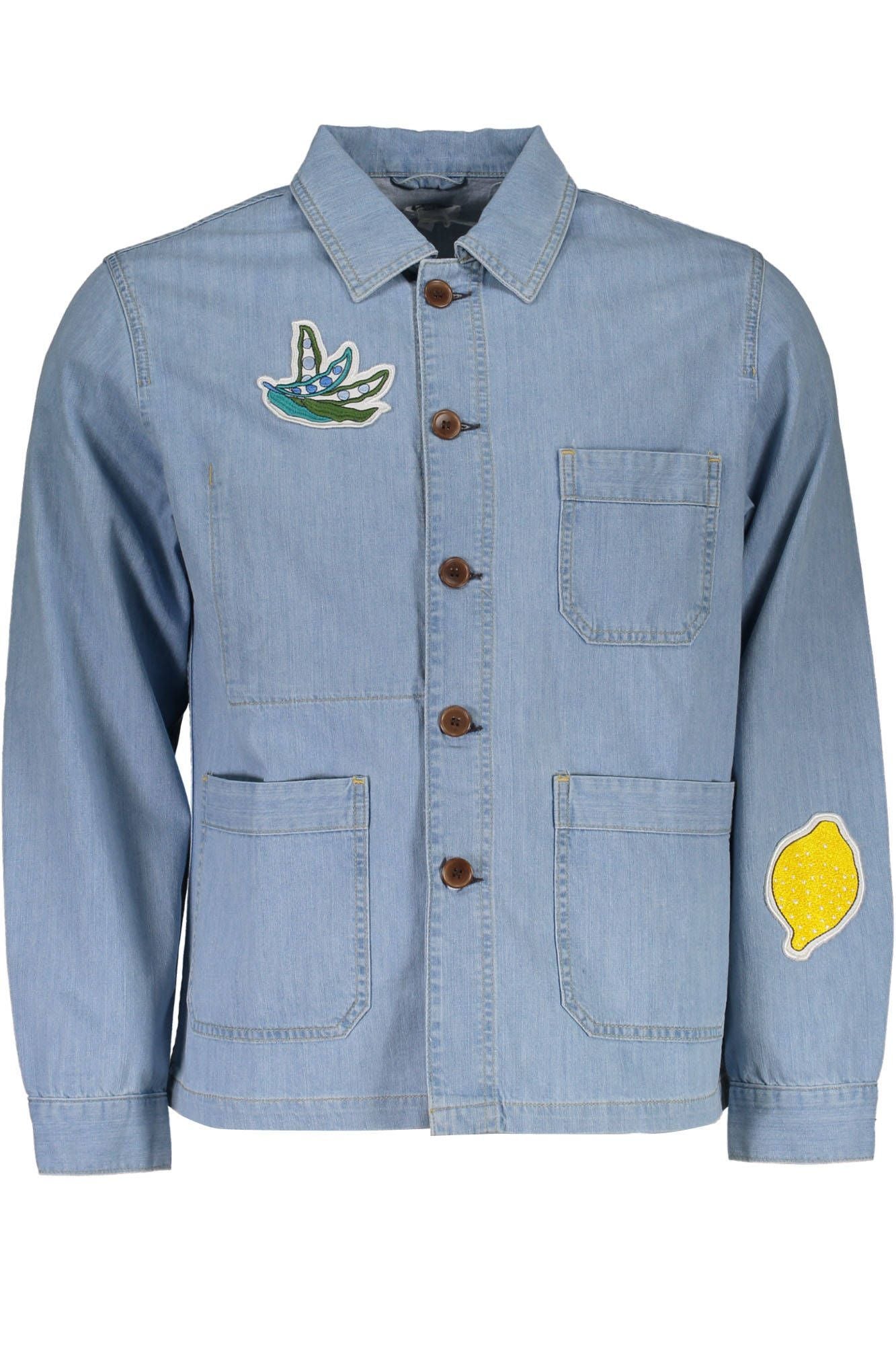 Elegant Light Blue Cotton Sport Jacket