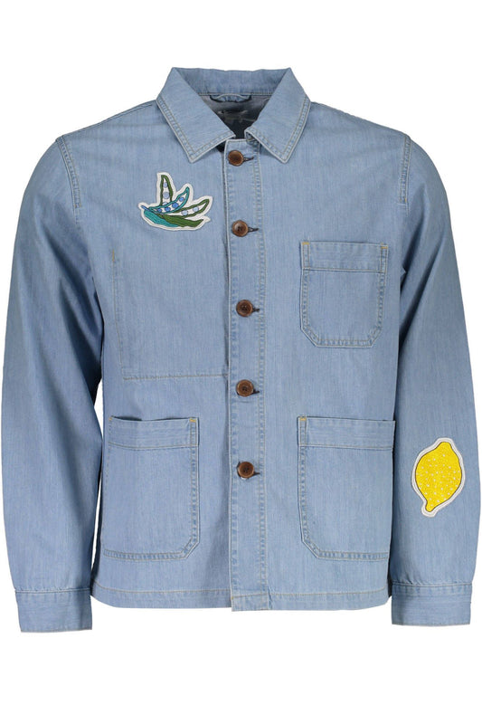 Elegant Light Blue Cotton Sport Jacket