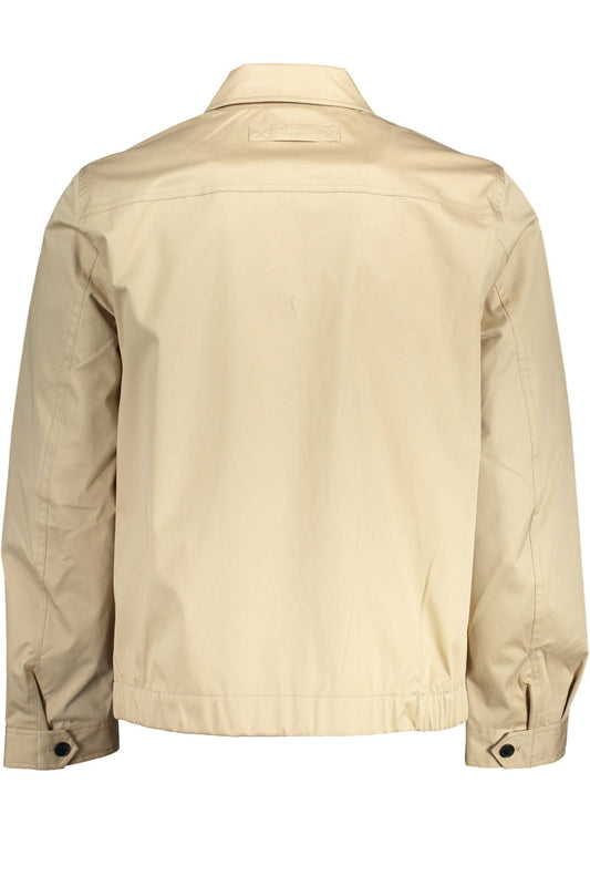 Chic Beige Cotton Sports Jacket with Logo Detail