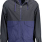 Chic Blue Hooded Sports Jacket with Contrast Details