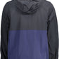 Chic Blue Hooded Sports Jacket with Contrast Details