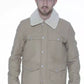 Beige Long-Sleeve Cotton Jacket with Pockets