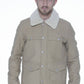 Beige Long-Sleeve Cotton Jacket with Logo Detail