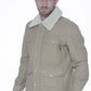 Beige Long-Sleeve Cotton Jacket with Logo Detail