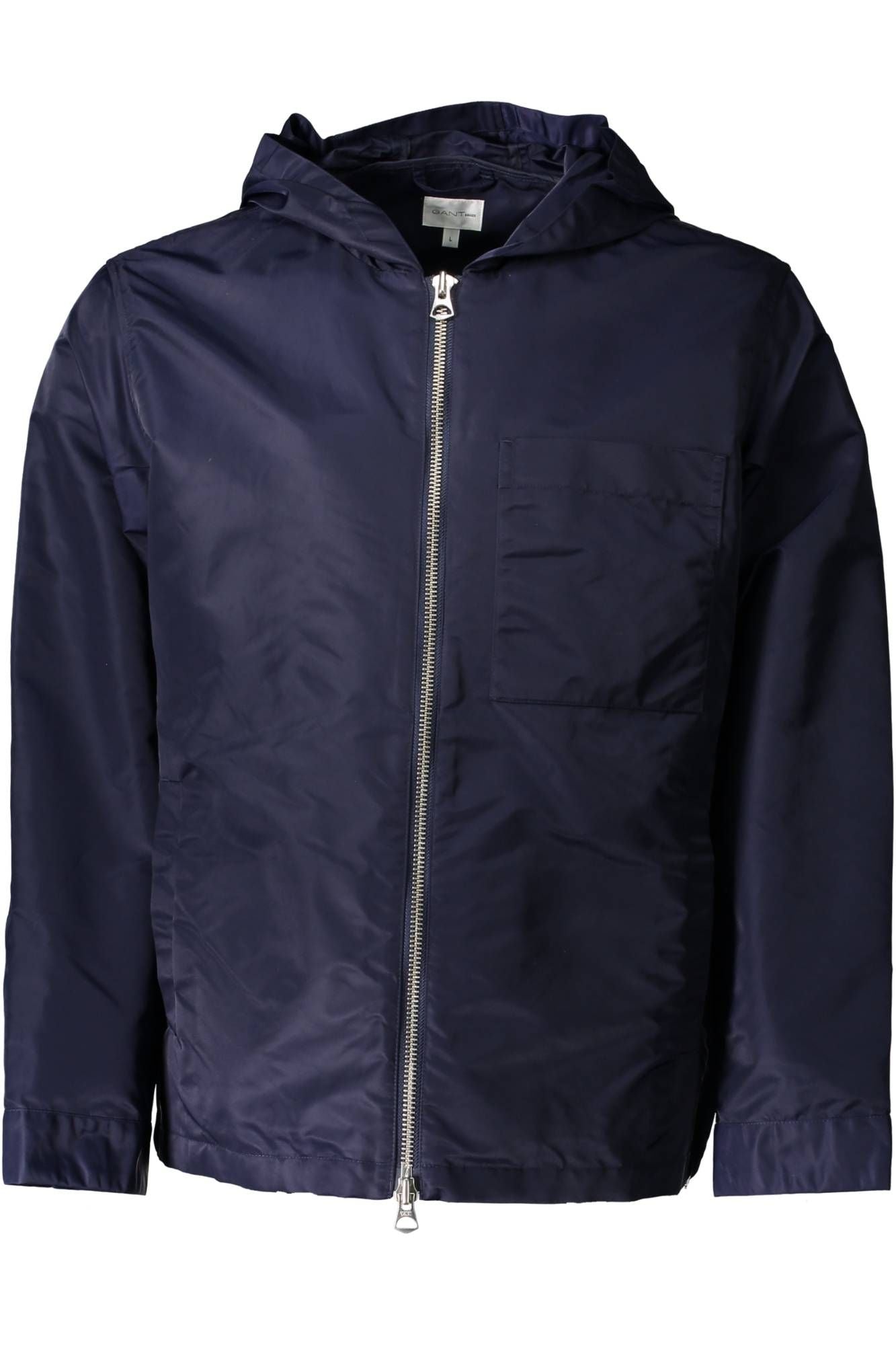 Sleek Hooded Nylon Jacket in Blue