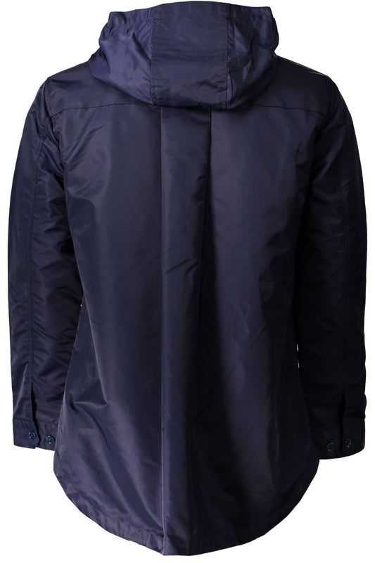 Sleek Hooded Nylon Jacket in Blue