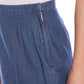 Chic Blue Longuette Skirt with Side Zip Detail