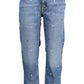 Chic Faded Effect Embroidered Denim Jeans