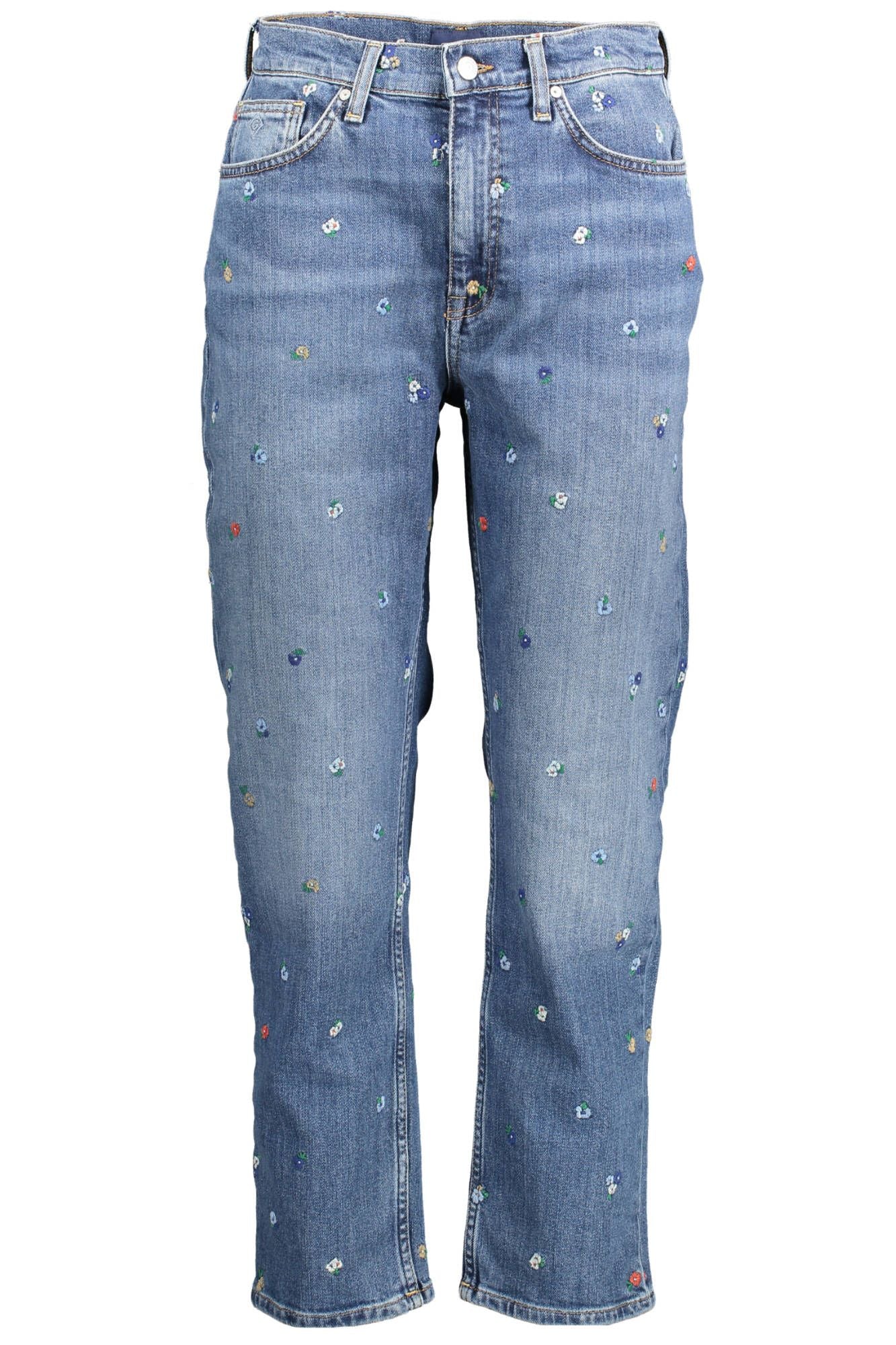 Chic Faded Effect Embroidered Denim Jeans