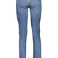 Chic Faded Blue Button-Zip Jeans