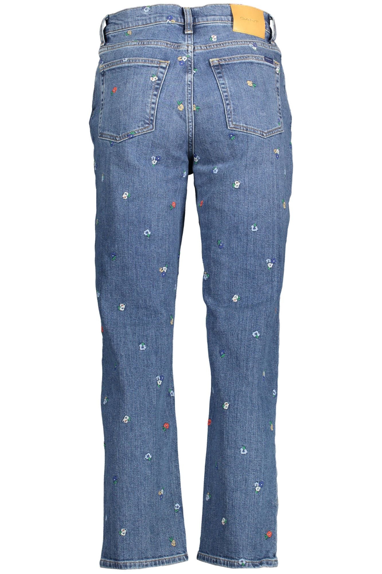 Chic Faded Effect Embroidered Denim Jeans