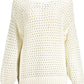 Elegant White Perforated Crewneck Sweater