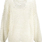 Elegant White Perforated Crewneck Sweater