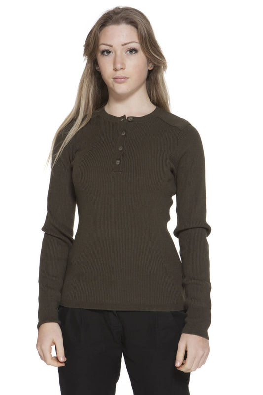 Elegant Green Wool Sweater with Button Detail