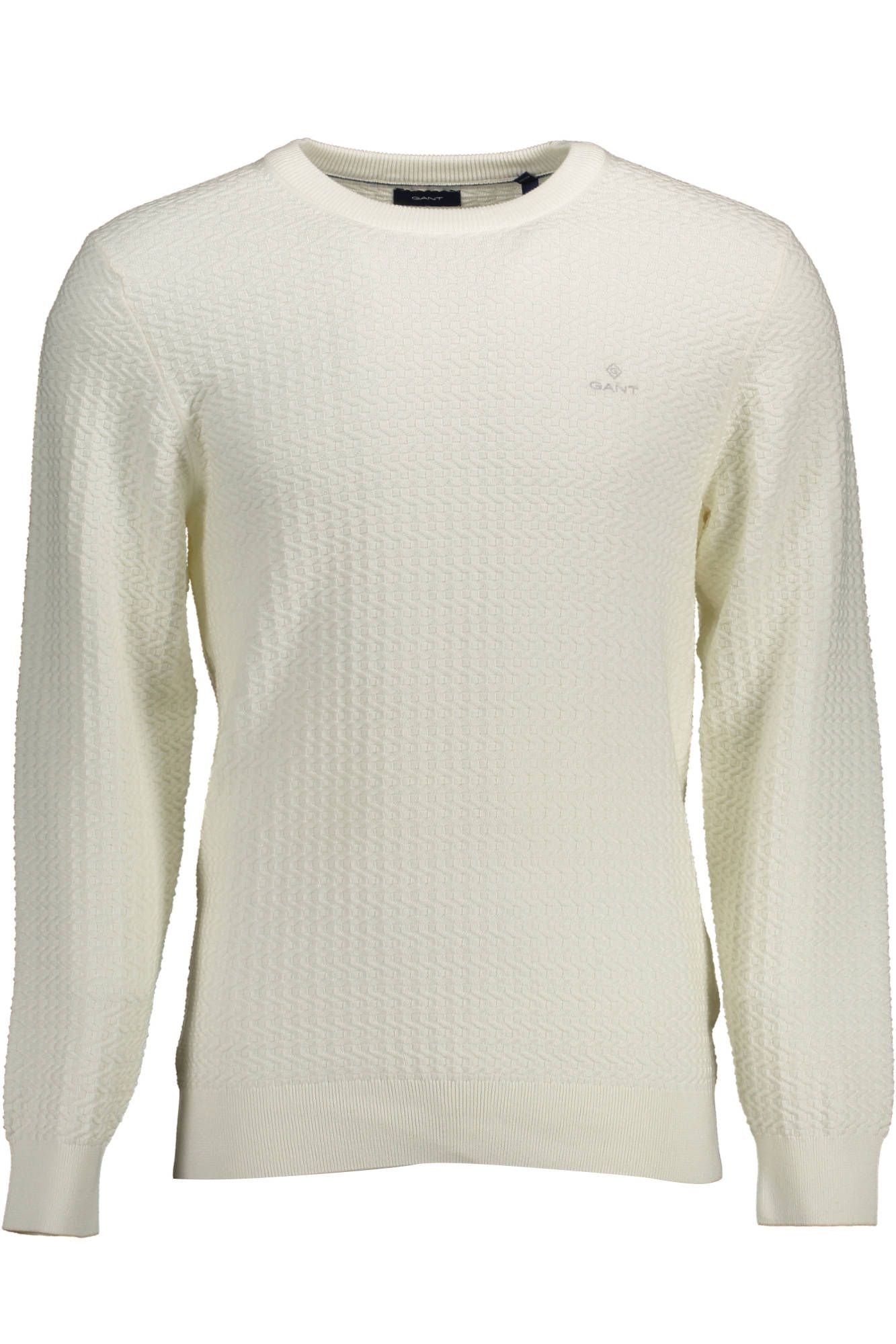 Elegant White Crew-Neck Sweater with Embroidery