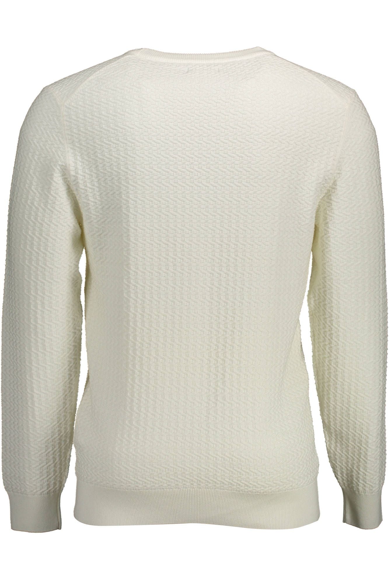 Elegant White Crew-Neck Sweater with Embroidery