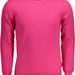Chic Pink Crew-Neck Sweater with Contrasting Details