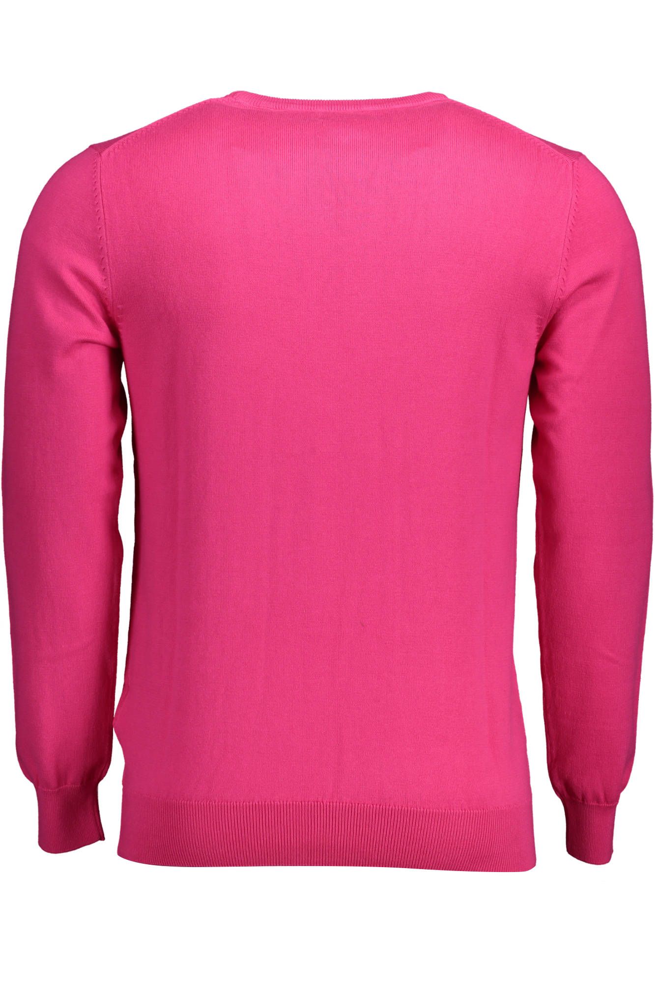 Chic Pink Crew-Neck Sweater with Contrasting Details