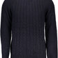 Elegant Blue Woolen Sweater with Round Neck