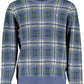 Elegant Long-Sleeved Blue Cotton Sweater