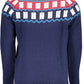 Elegant Round Neck Woolen Blue Sweater