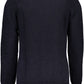 Elegant Blue Woolen Sweater with Round Neck