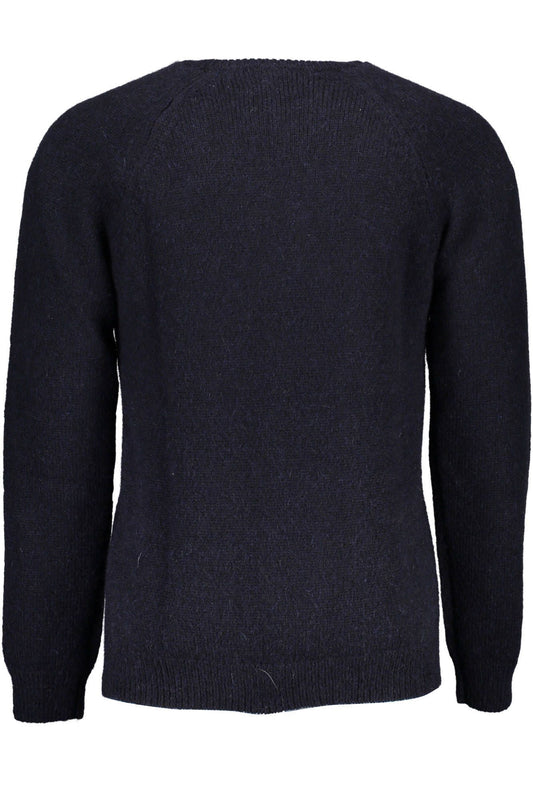 Elegant Blue Woolen Sweater with Round Neck